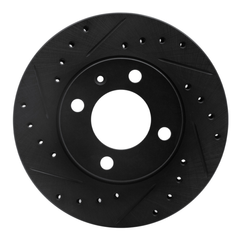 R1 80-08 Audi 4000 Front Left Drilled & Slotted Black Brake Rotor - 633-74004L