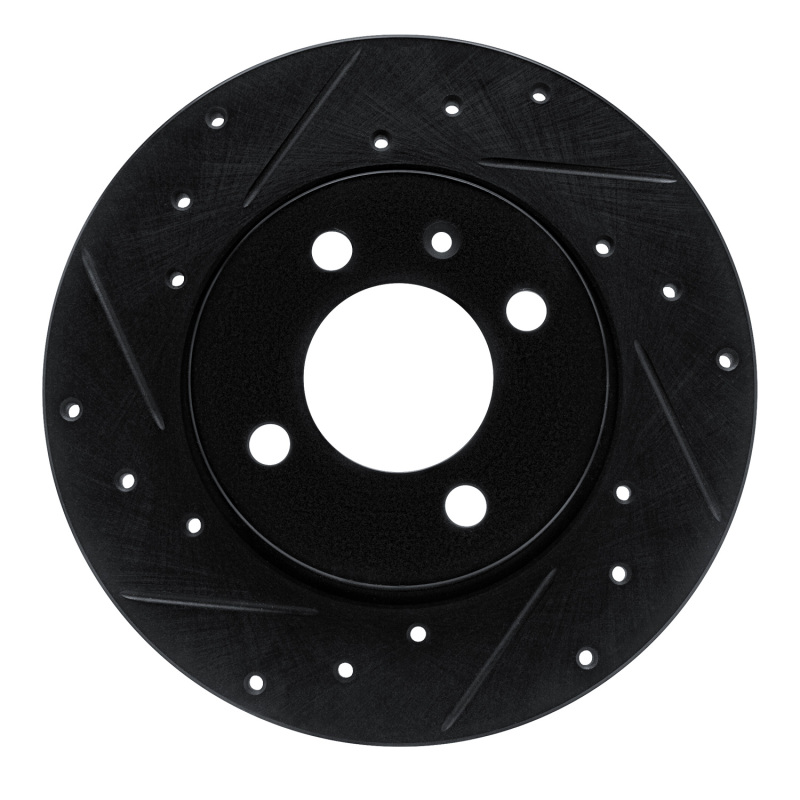 R1 84-97 Audi Coupe Front Left Drilled & Slotted Black Brake Rotor - 633-74013L