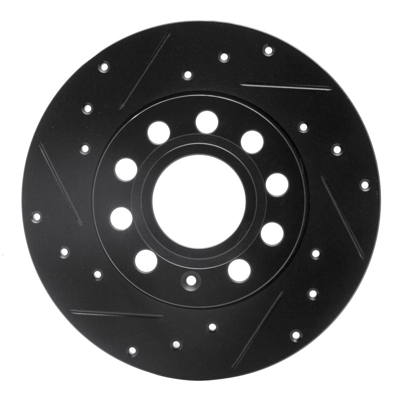 R1 05-13 Audi A3 Rear Left Drilled & Slotted Black Brake Rotor - 633-74027L