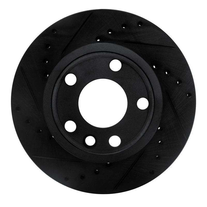 R1 92-95 Volkswagen EuroVan Front Left Drilled & Slotted Black Brake Rotor - 633-74040L