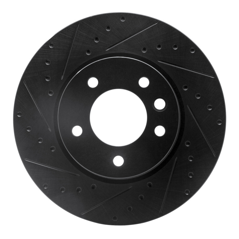 R1 03-18 Porsche Cayenne Right Front Drilled & Slotted Black Brake Rotor - 633-74049D