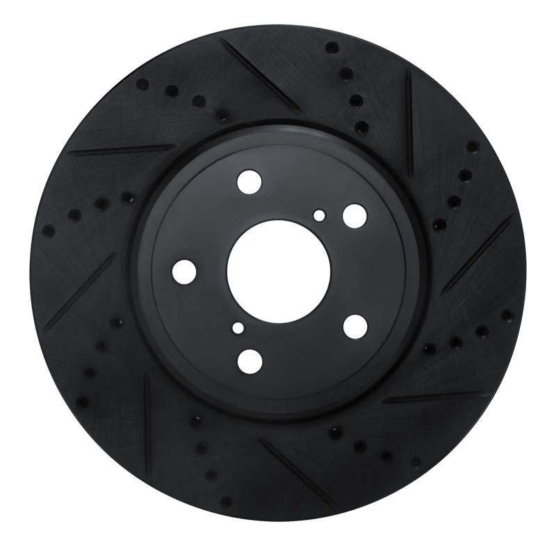 R1 01-06 Lexus LS430 Front Right Drilled & Slotted Black Brake Rotor - 633-75009R
