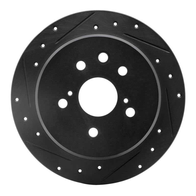 R1 06-15 Lexus IS250 Rear Left Drilled & Slotted Black Brake Rotor - 633-75016L