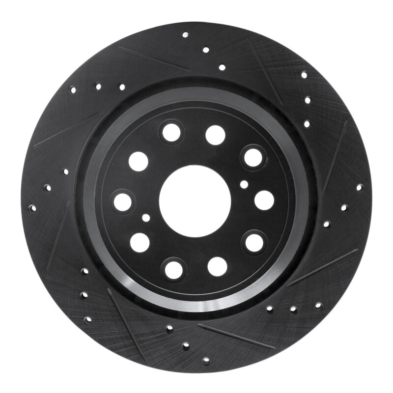R1 07-17 Lexus LS460 Rear Right Drilled & Slotted Black Brake Rotor - 633-75018R