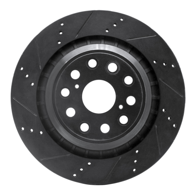 R1 07-17 Lexus LS460 Left Rear Drilled & Slotted Black Brake Rotor - 633-75021D