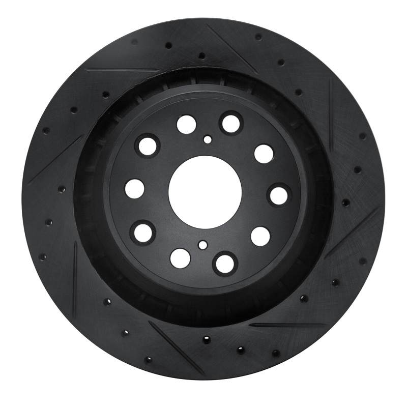 R1 07-17 Lexus LS460 Right Rear Drilled & Slotted Black Brake Rotor - 633-75022D