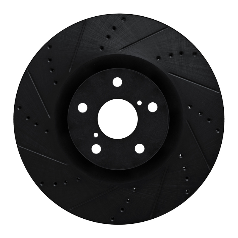 R1 09-11 Lexus IS350 Left Front Drilled & Slotted Black Brake Rotor - 633-75027D