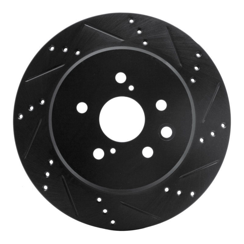 R1 06-20 Lexus IS250 Rear Right Drilled & Slotted Black Brake Rotor - 633-75036R