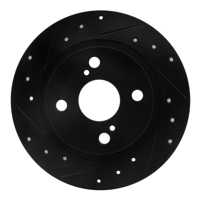 R1 87-92 Chevrolet Nova Rear Left Drilled & Slotted Black Brake Rotor - 633-76035L