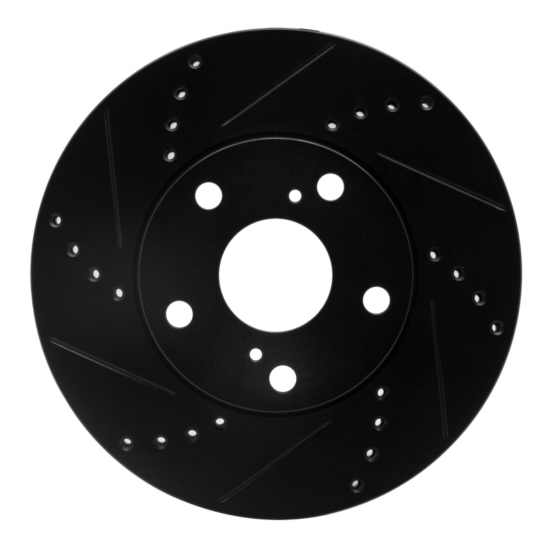 R1 92-06 Lexus ES300 Front Left Drilled & Slotted Black Brake Rotor - 633-76052L