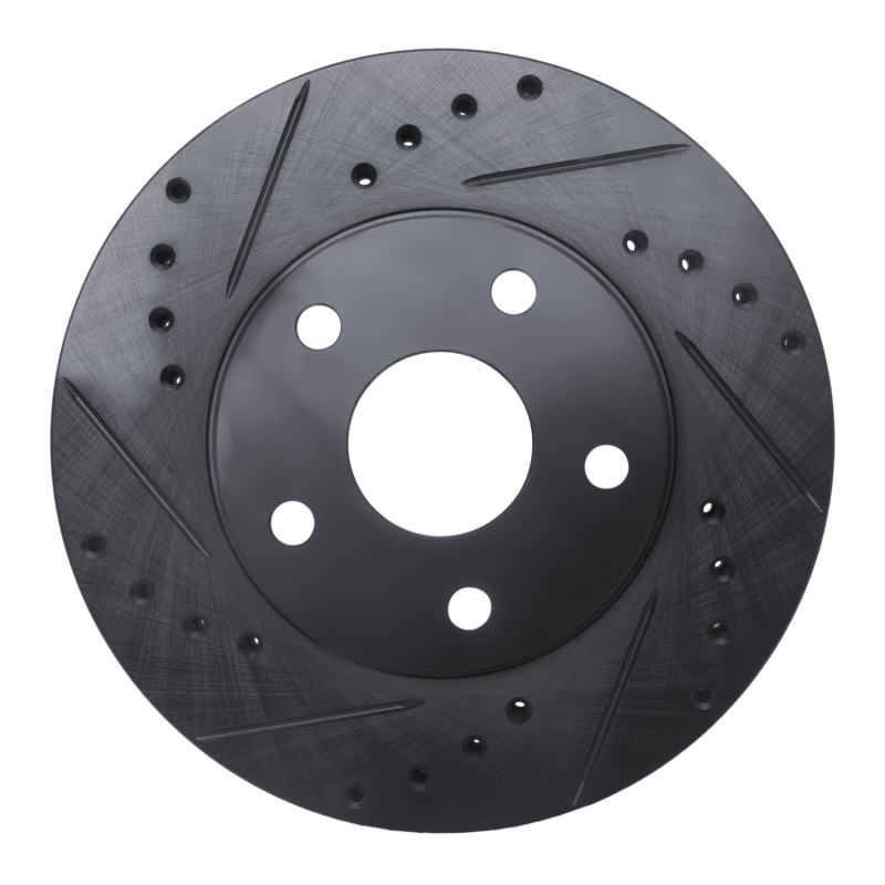 R1 92-95 Toyota MR2 Front Left Drilled & Slotted Black Brake Rotor - 633-76057L