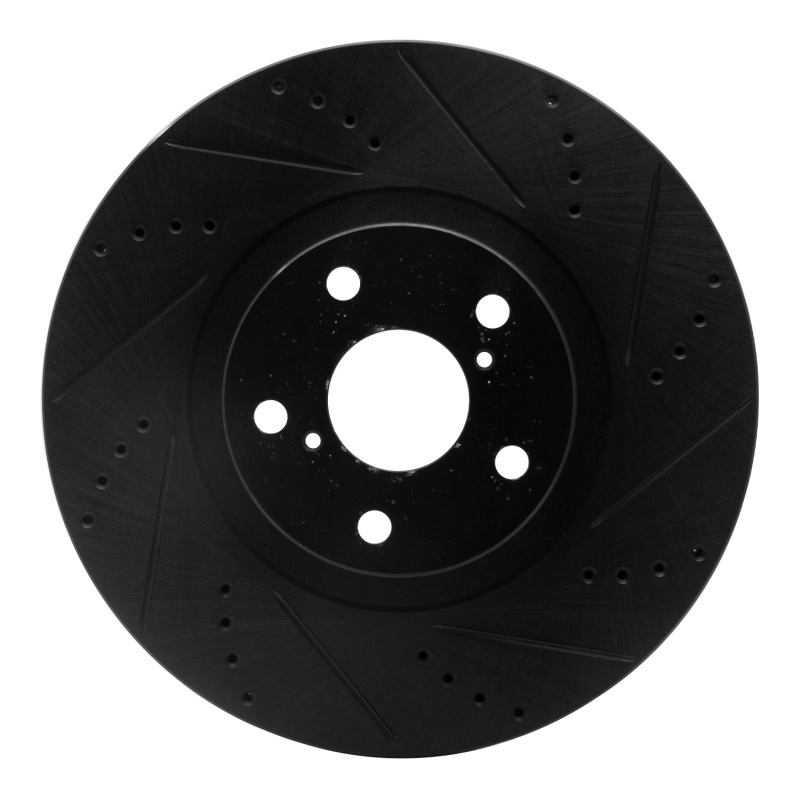 R1 93-98 Toyota Supra Left Front Drilled & Slotted Black Brake Rotor - 633-76062D