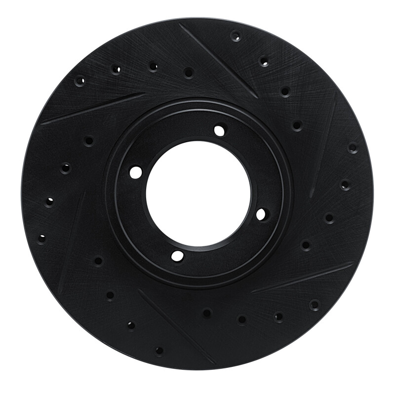 R1 84-85 Toyota Van Front Right Drilled & Slotted Black Brake Rotor - 633-76097R
