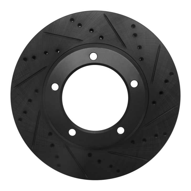 R1 98-07 Lexus LX470 Front Right Drilled & Slotted Black Brake Rotor - 633-76112R
