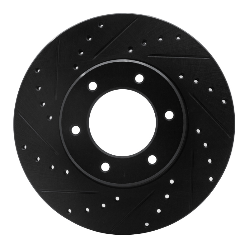 R1 93-98 Toyota T100 Front Left Drilled & Slotted Black Brake Rotor - 633-76119L