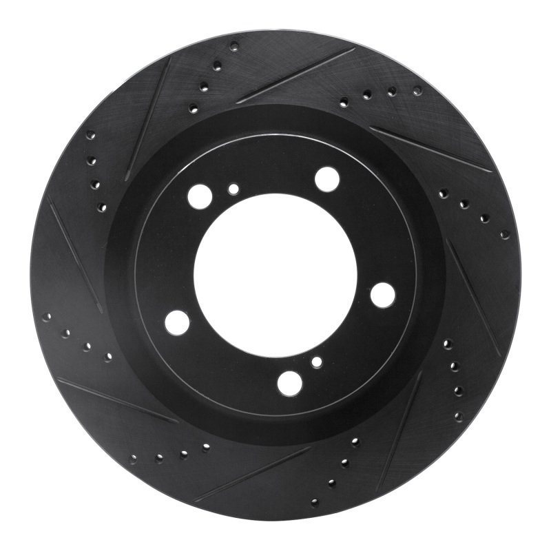R1 07-22 Lexus LX570 Front Left Drilled & Slotted Black Brake Rotor - 633-76136L