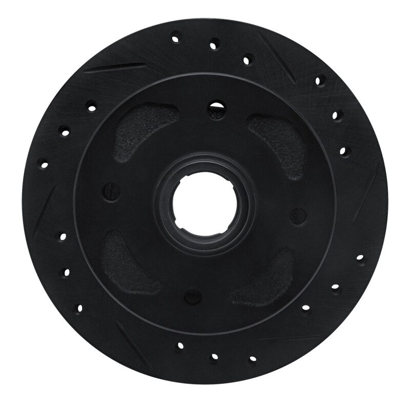 R1 79-83 Mazda RX-7 Front Right Drilled & Slotted Black Brake Rotor - 633-80001R