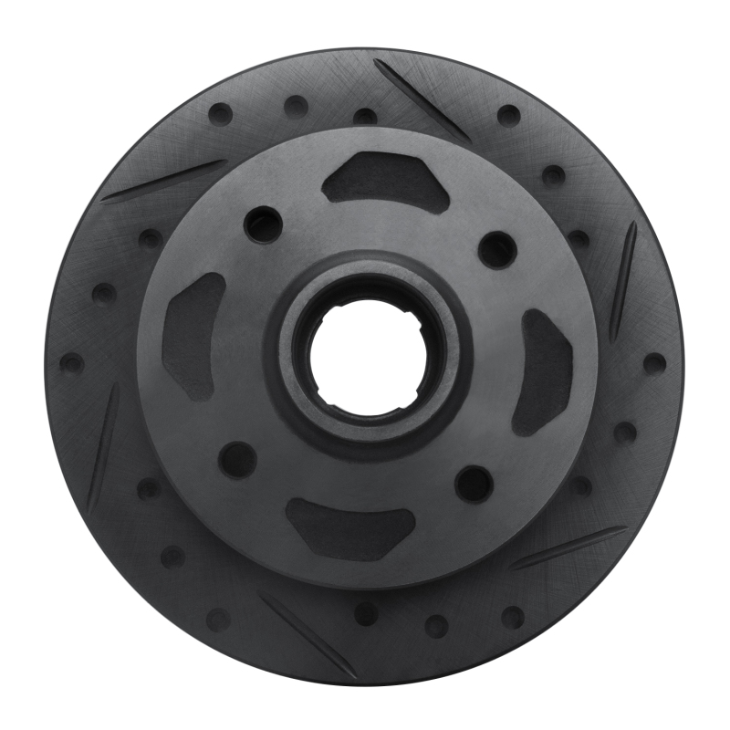 R1 84-85 Mazda RX-7 Front Right Drilled & Slotted Black Brake Rotor - 633-80006R