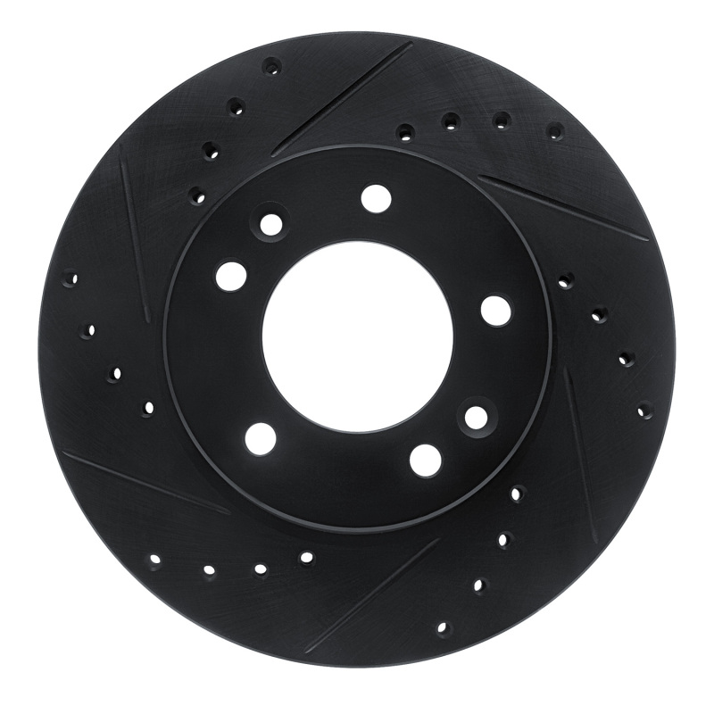 R1 86-91 Mazda RX-7 Front Left Drilled & Slotted Black Brake Rotor - 633-80013L