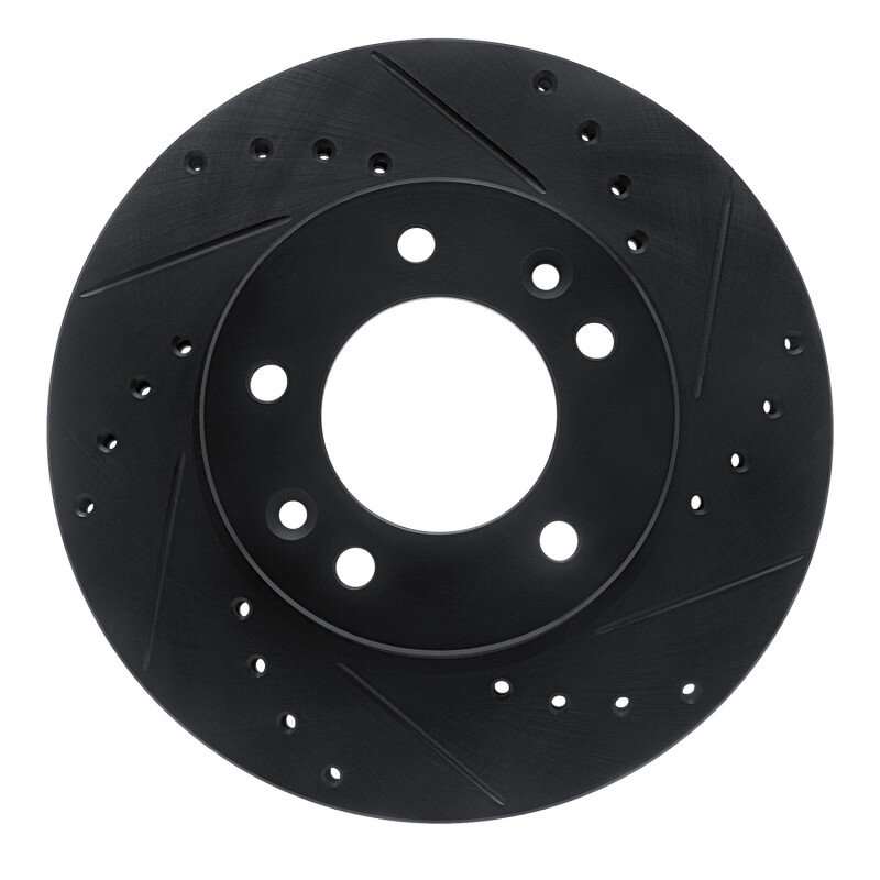 R1 86-91 Mazda RX-7 Front Right Drilled & Slotted Black Brake Rotor - 633-80013R