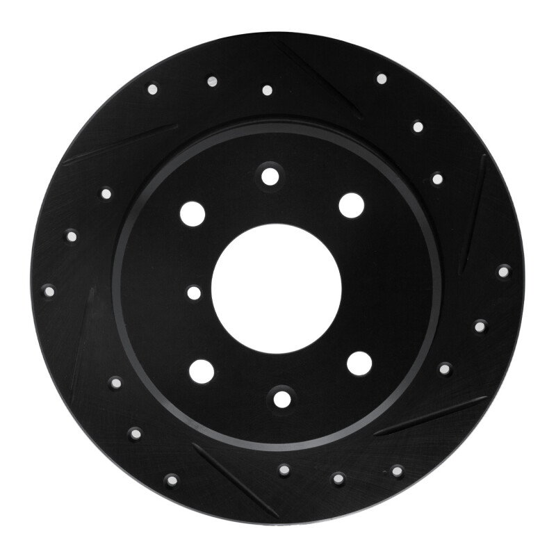 R1 86-88 Mazda RX-7 Rear Right Drilled & Slotted Black Brake Rotor - 633-80014R