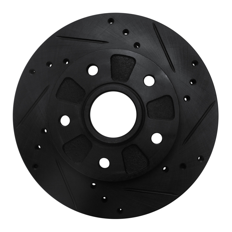 R1 88-91 Mazda 929 Front Right Drilled & Slotted Black Brake Rotor - 633-80019R