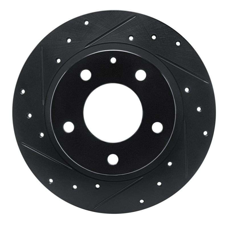 R1 93-03 Ford Probe Rear Left Drilled & Slotted Black Brake Rotor - 633-80029L