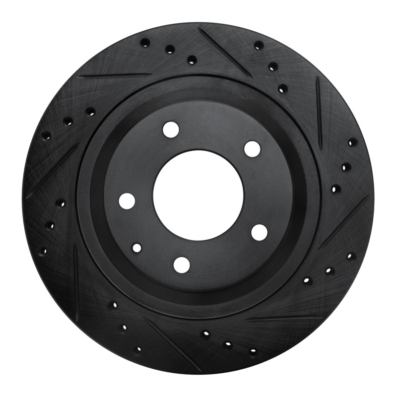 R1 93-95 Mazda RX-7 Rear Right Drilled & Slotted Black Brake Rotor - 633-80032R