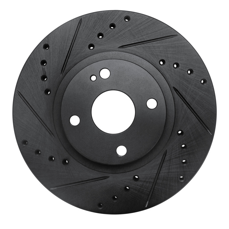 R1 01-05 Mazda Miata Front Left Drilled & Slotted Black Brake Rotor - 633-80036L
