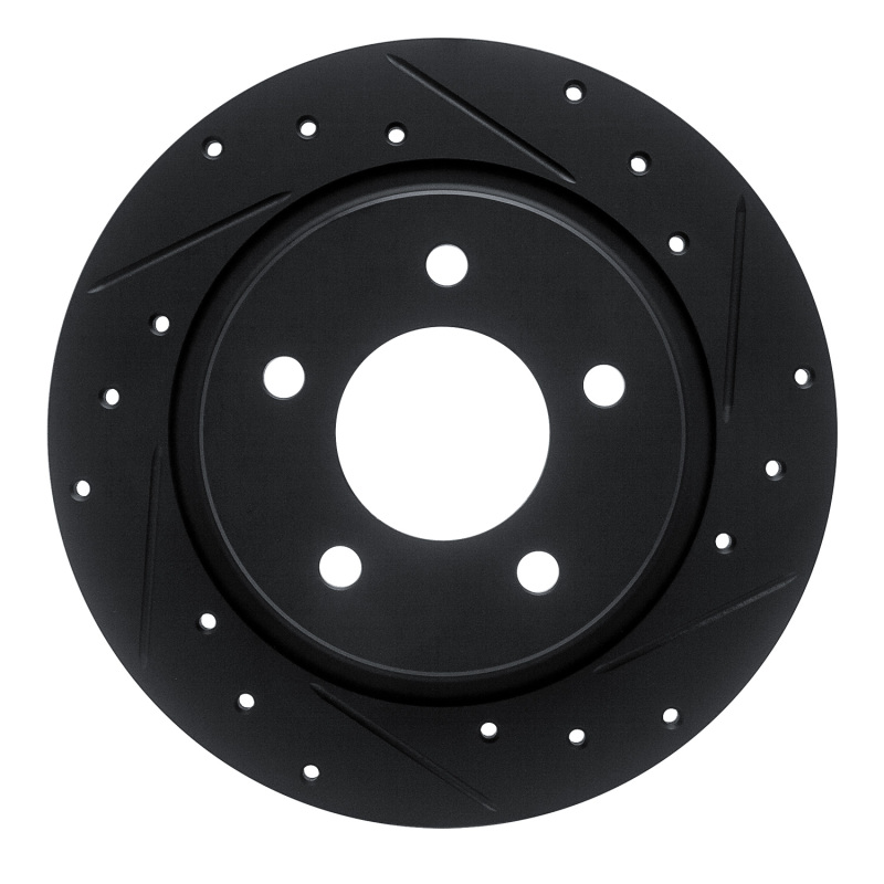 R1 04-13 Mazda 3 Rear Right Drilled & Slotted Black Brake Rotor - 633-80040R