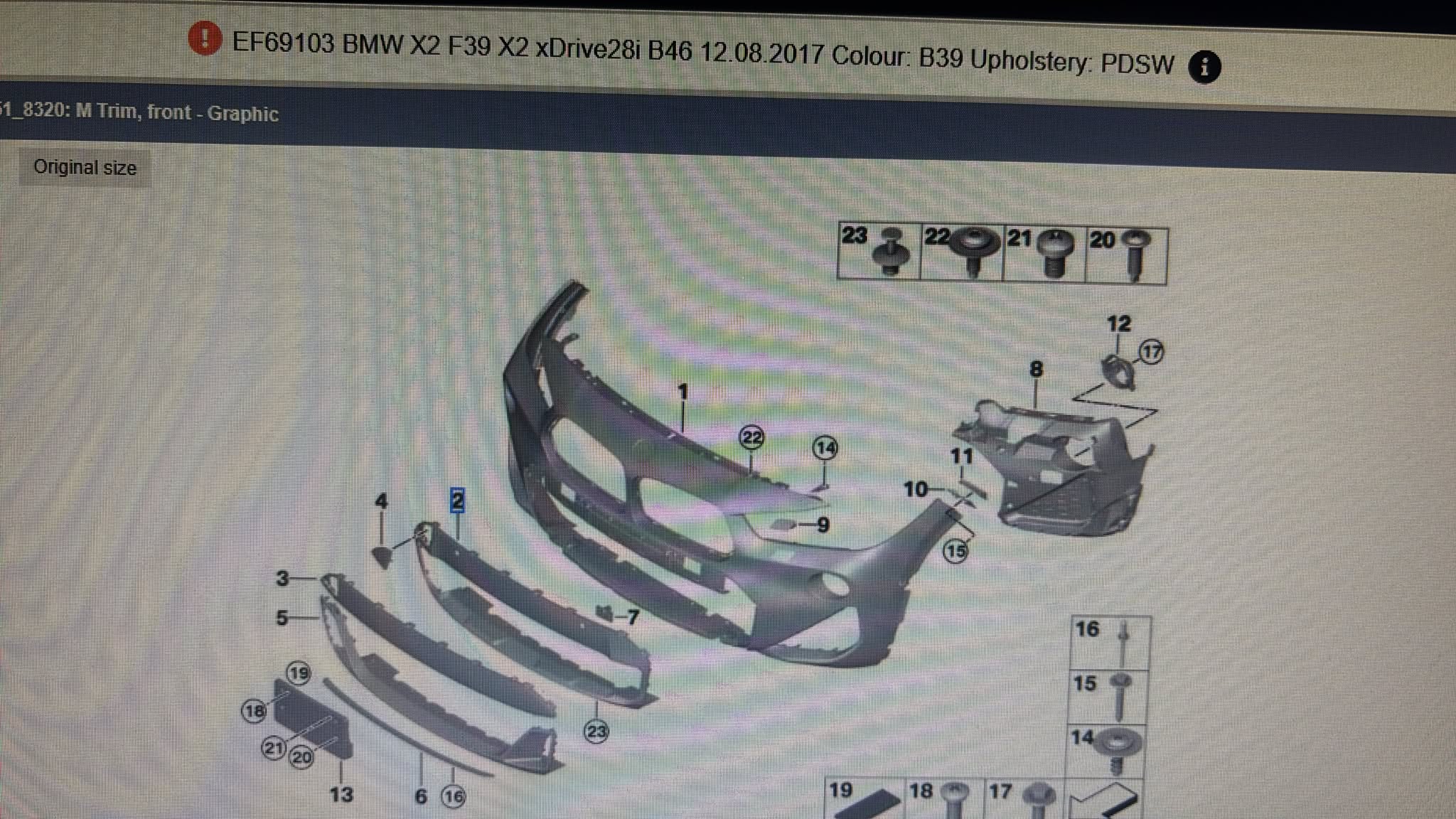 BMW OEM Bumper Front trim BMW X2