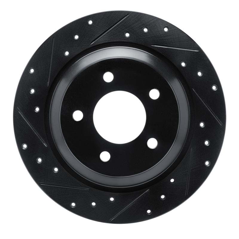 R1 06-15 Mazda 5 Rear Left Drilled & Slotted Black Brake Rotor - 633-80064L