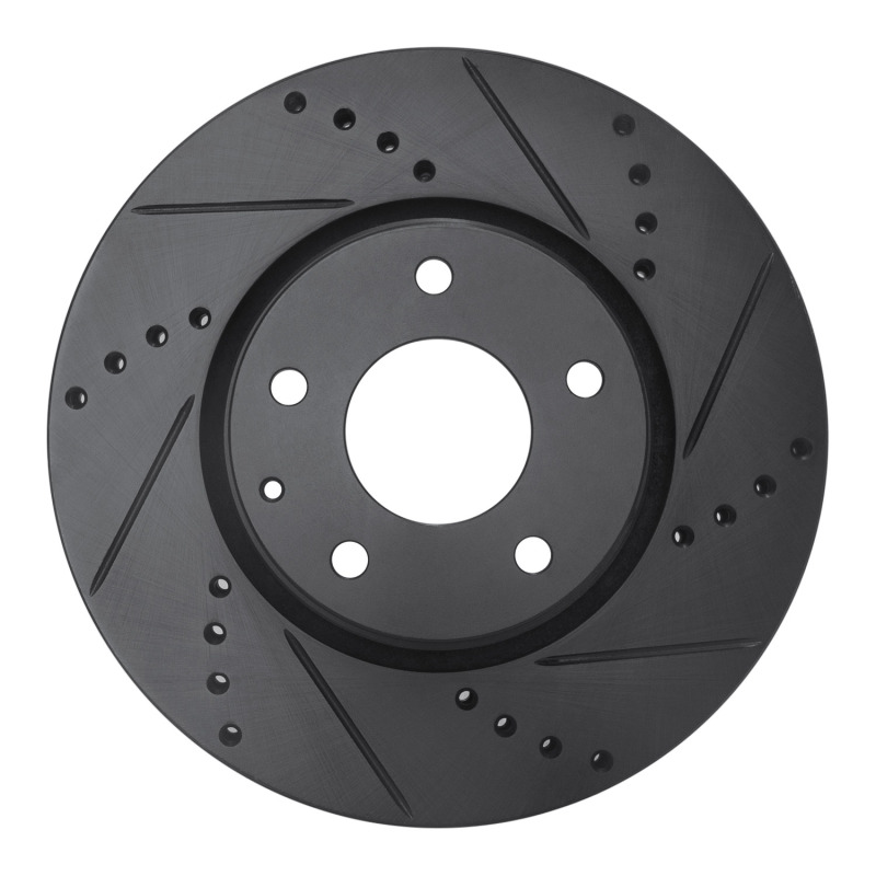 R1 16-25 Mazda 6 Front Right Drilled & Slotted Black Brake Rotor - 633-80076R