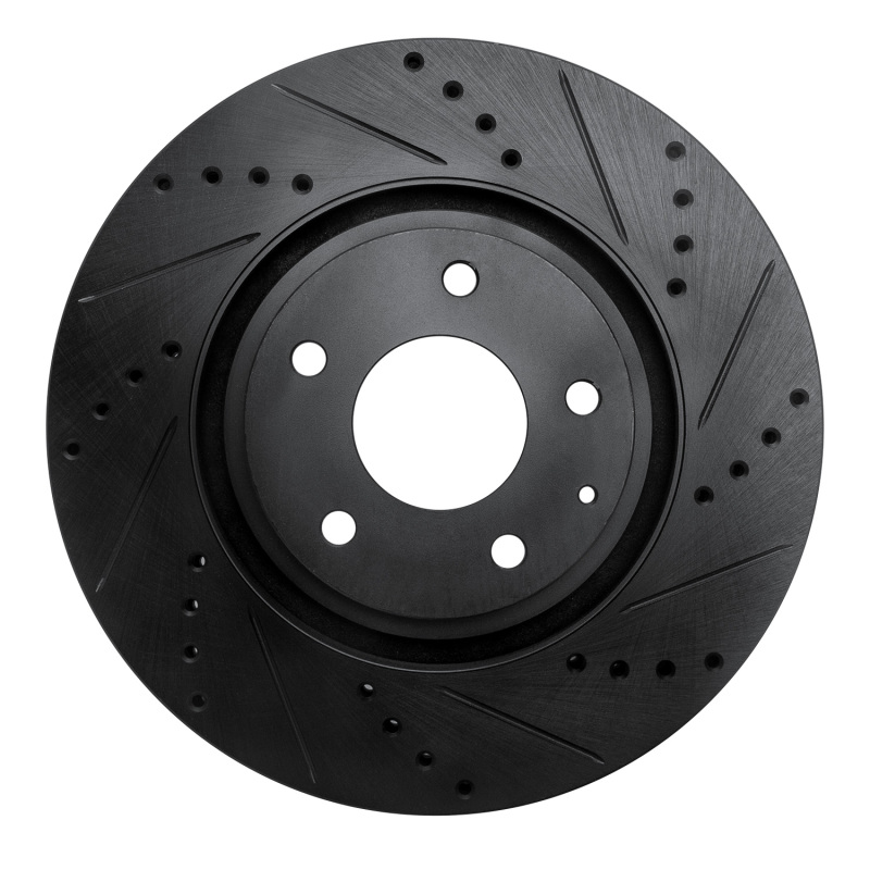 R1 16-25 Mazda CX-5 Front Right Drilled & Slotted Black Brake Rotor - 633-80078R