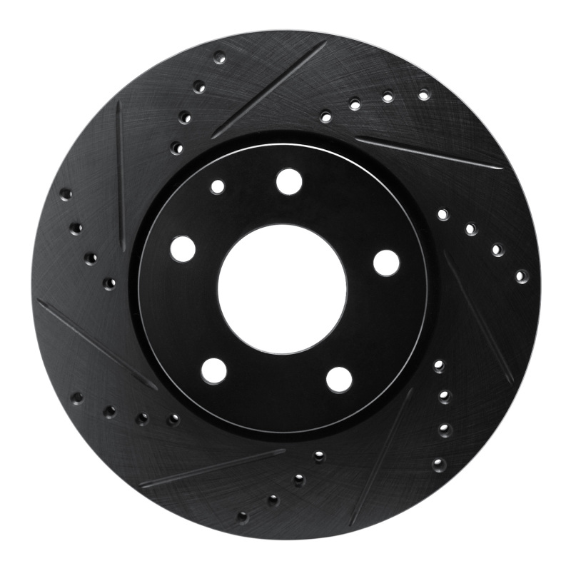 R1 19-25 Mazda 3 Front Left Drilled & Slotted Black Brake Rotor - 633-80082L