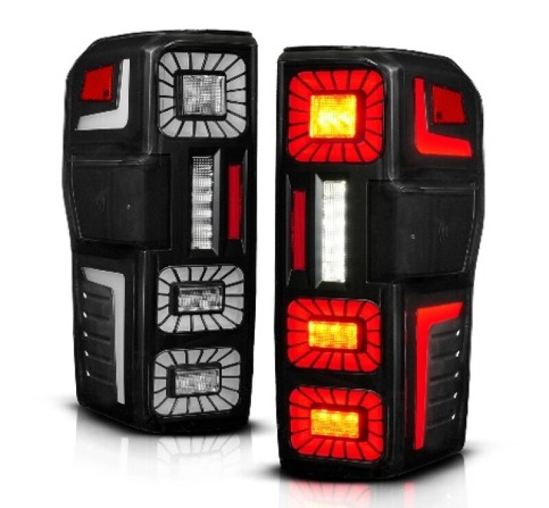 ANZO 23-26 Ford Super Duty LED Tail Light Seq Signal- Black Full- Pair - 311492X