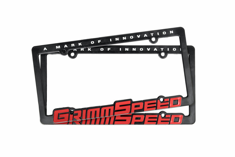 GrimmSpeed License Plate Frame - GrimmSpeed Red Text (Pair) - GRM111050