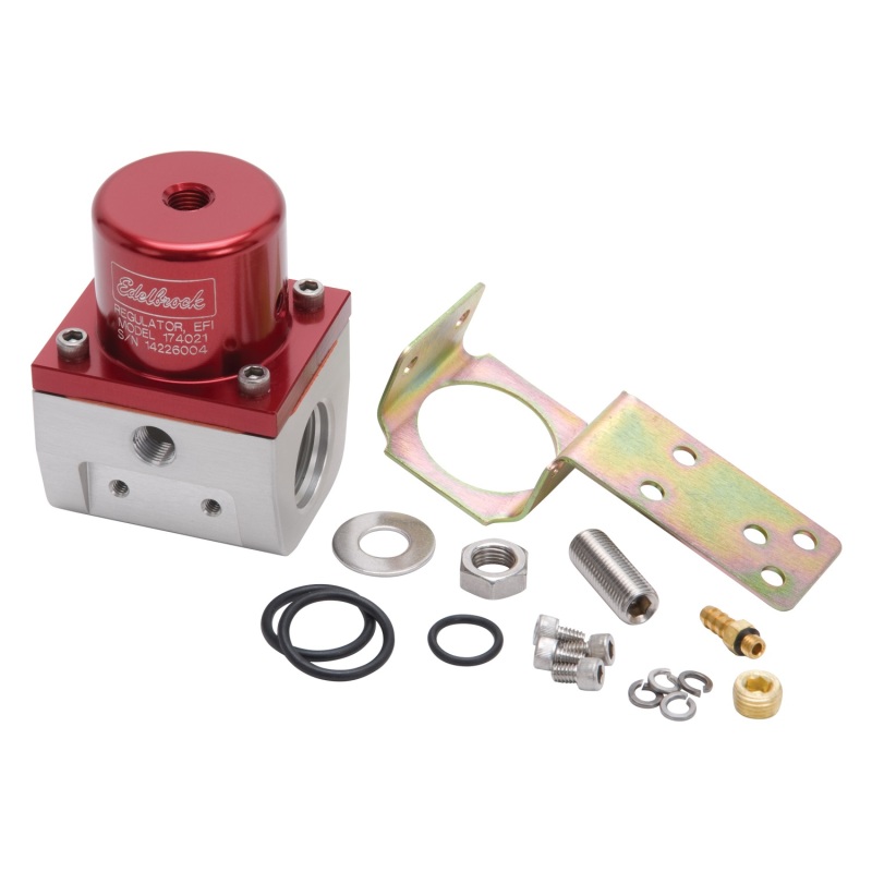 Edelbrock Fuel Pressure Regulator EFI 180 GPH 35-90 PSI -10In/Out -6 Return Red/Clear - 174021