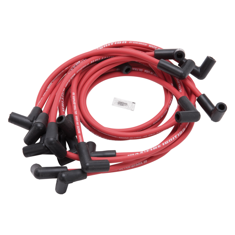 Edelbrock Spark Plug Wire Set SBC 74-88 V8 50 Ohm Resistance Red Wire (Set of 9) - 22712