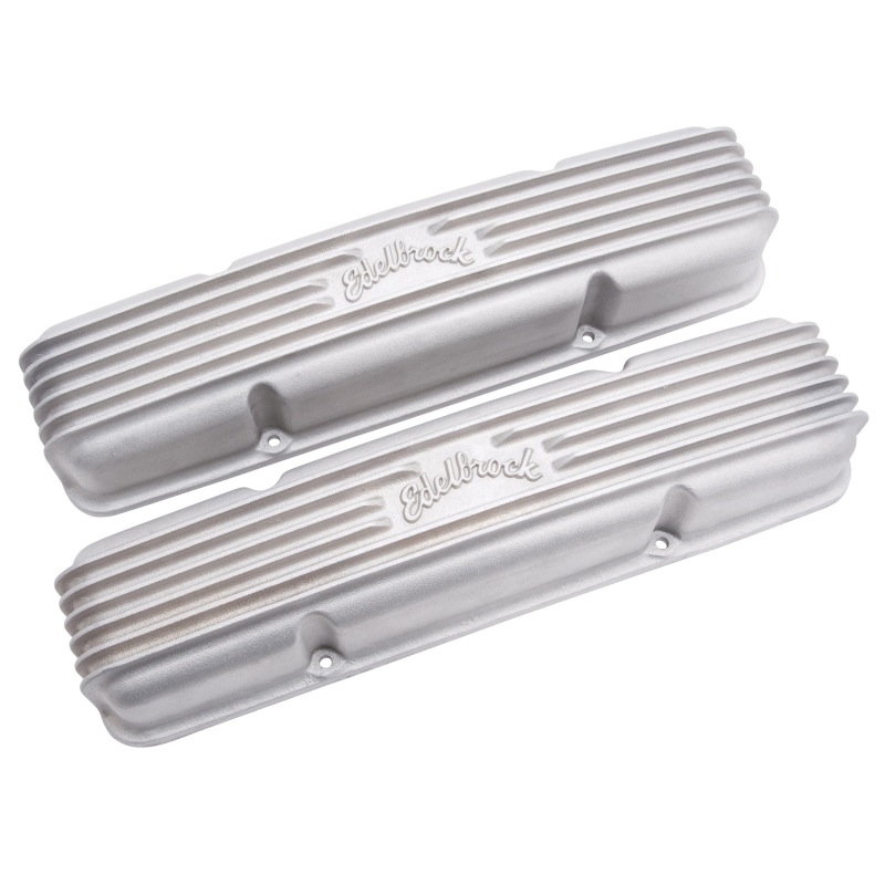 Edelbrock Valve Cover Classic Series Chevrolet 1959-1986 262-400 CI V8 w/ o Breather Holes Satin - 41459