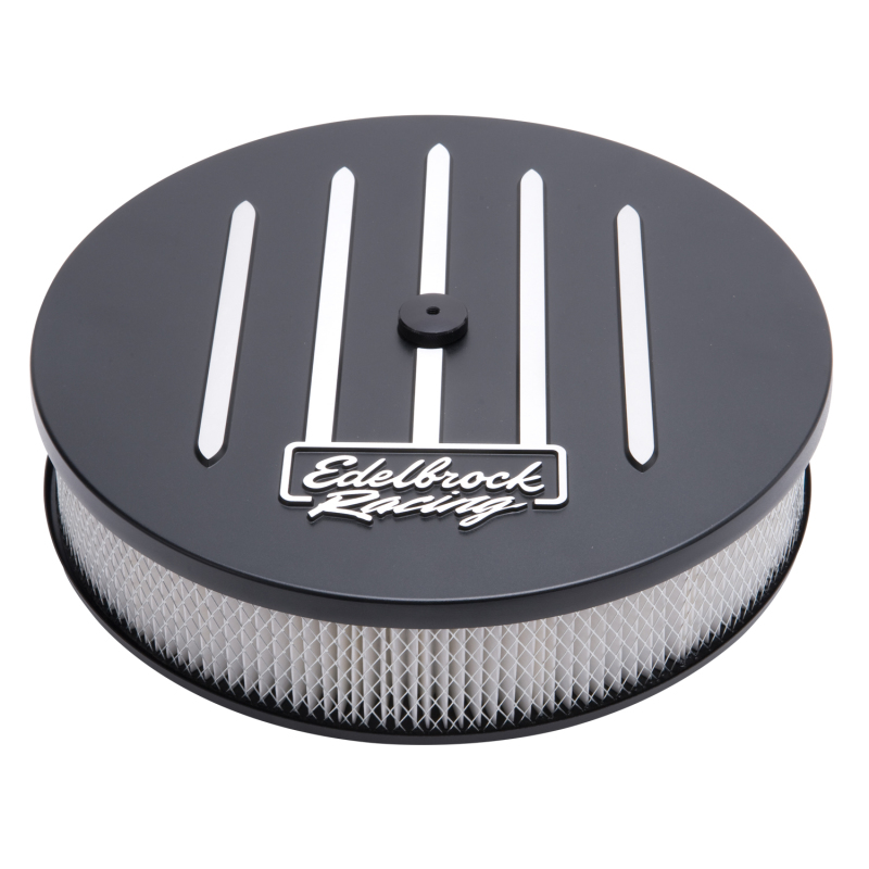 Edelbrock Air Cleaner Racing Series Round Aluminum Top Cloth Element 14In Dia X 3 125In Dropped Base - 41663