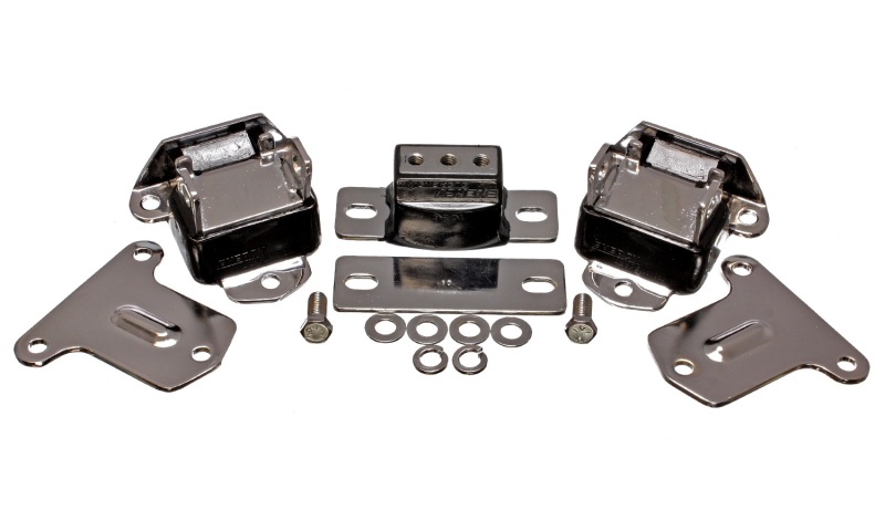 Energy Suspension 69-71 Camaro / 70-73 Monte Carlo Black Motor and Transmision Mounts; Chrome Finish - 3.1134G