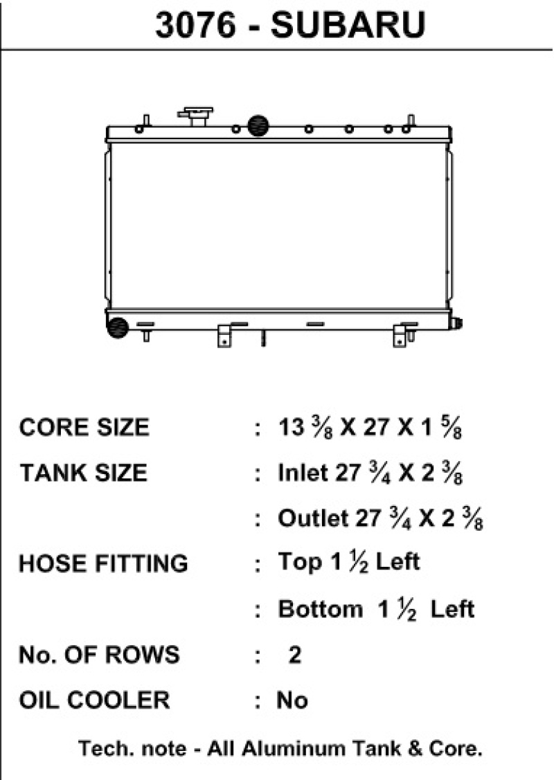 CSF 02-07 Subaru Impreza Radiator - 3076