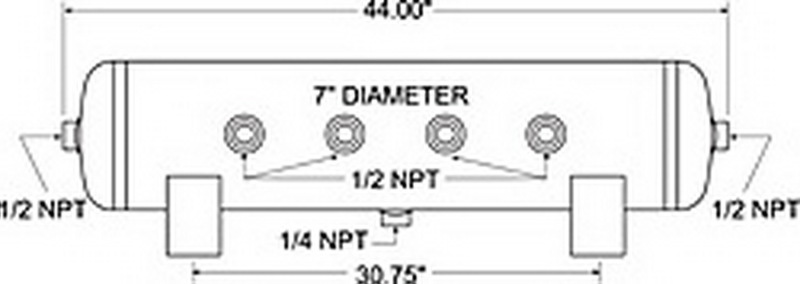 Firestone Air Tank 20 Gallon 12in. x 44in. (6) 1/2in. NPT Ports 150 PSI Max - Black (WR17609277) - 9277