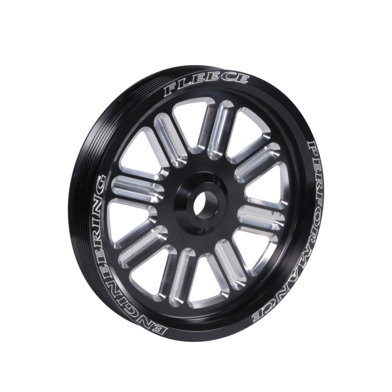 Fleece Performance Dodge Cummins Dual Pump Spoke Pulley (For Use w/ FPE Dual Pump Bracket) Black - FPE-34211-BLK-SPK