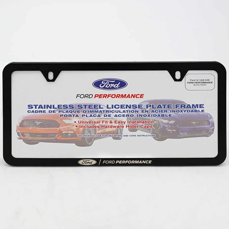 Ford Racing Ford Performance Slim License Plate Frame - Black Stainless Steel - M-1828-SSB