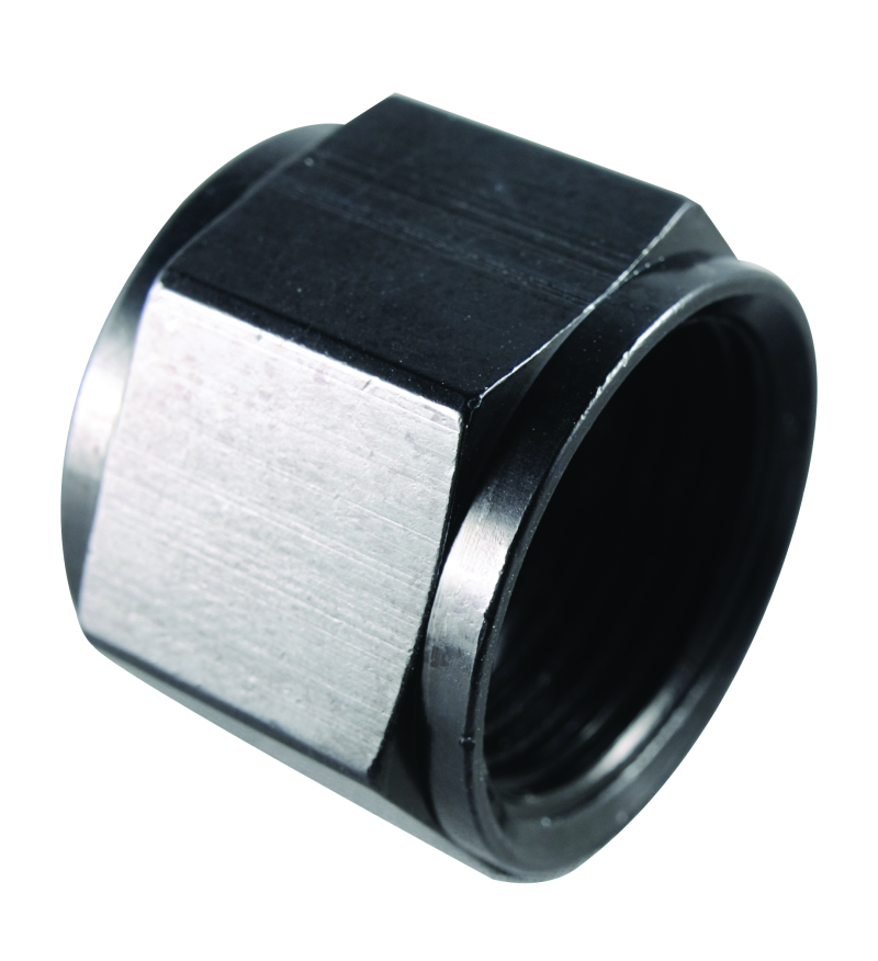 Fragola -6AN Aluminum Flare Cap w/ 1/8 FPT Black - 492926-BL