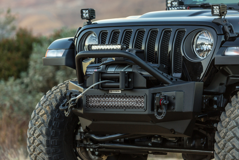 Go Rhino 07-20 Jeep Wrangler JL/JLU/JK/JKU/Gladiator JT Rockline Front Stubby Bumper w/ Overrider - 331101T