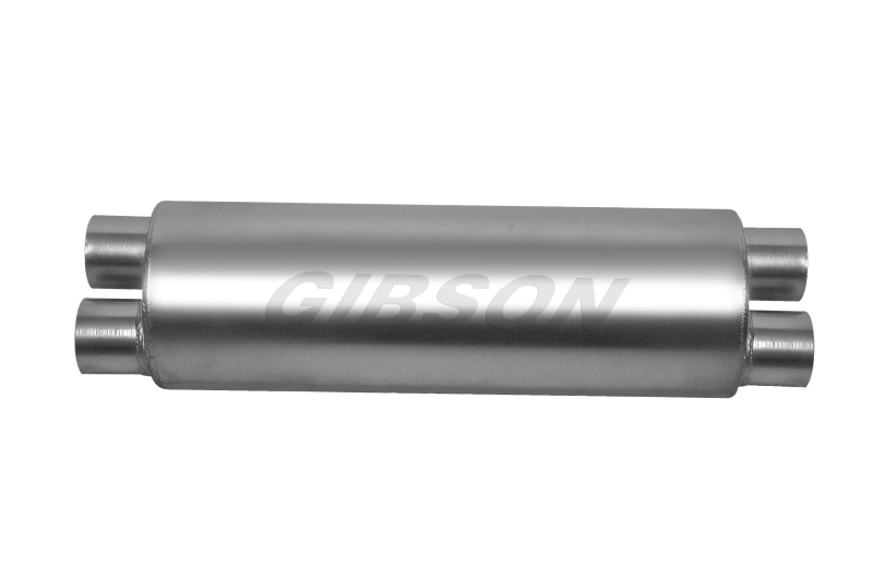 Gibson SFT Superflow Dual/Dual Round Muffler - 8x24in/3in Inlet/2.5in Outlet - Stainless - 766300S