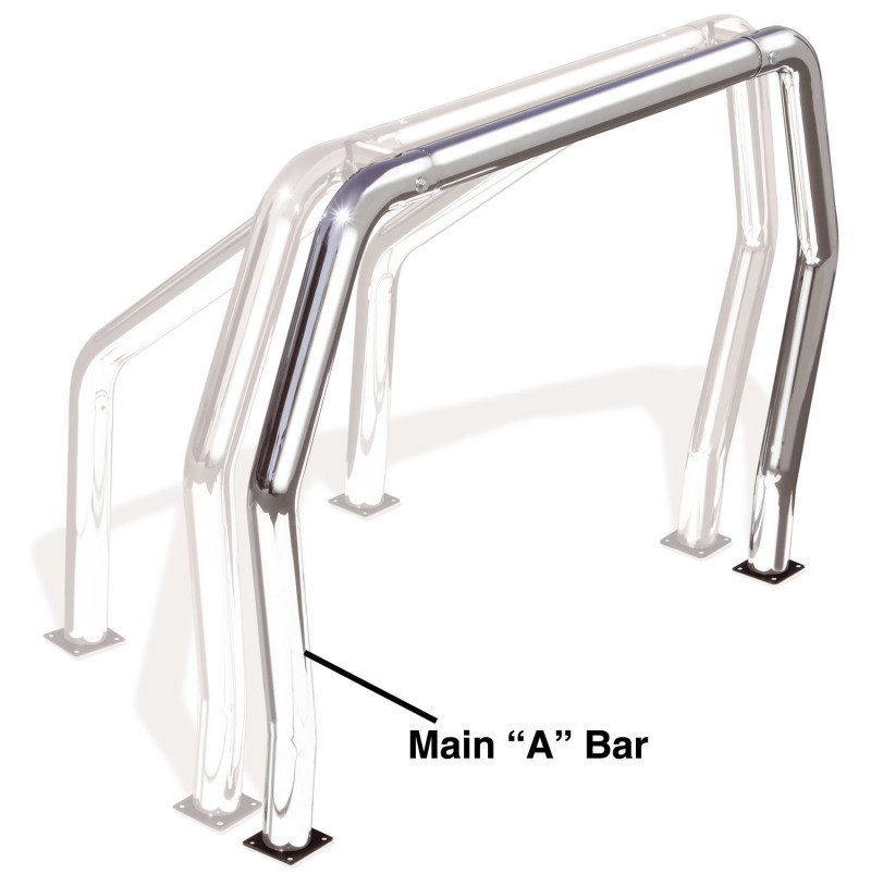 Go Rhino RHINO Bed Bar - Front Main A bar - Chrome - 90001C